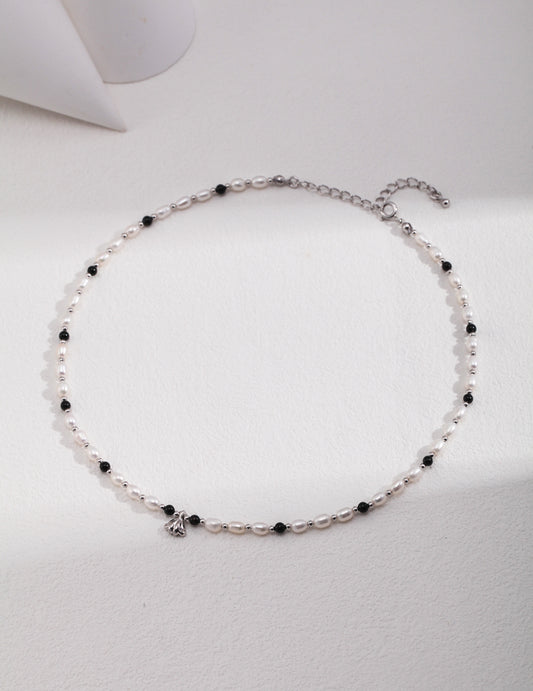 BLACK AGATE PEARL ADJUSTABLE NECKLACES