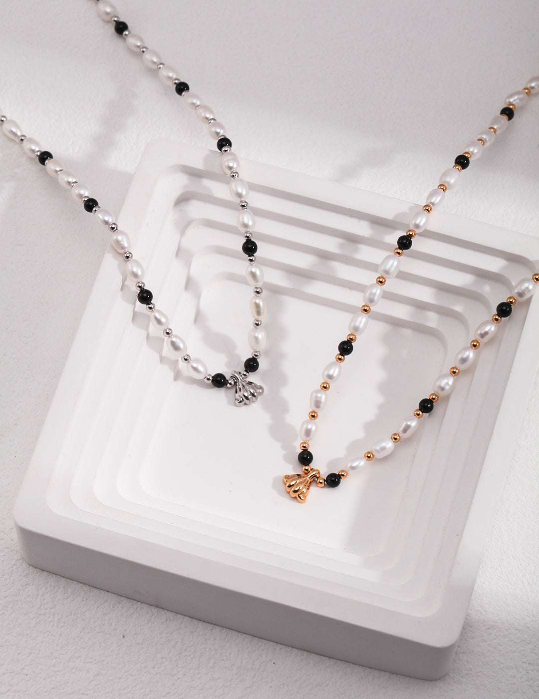 BLACK AGATE PEARL ADJUSTABLE NECKLACES